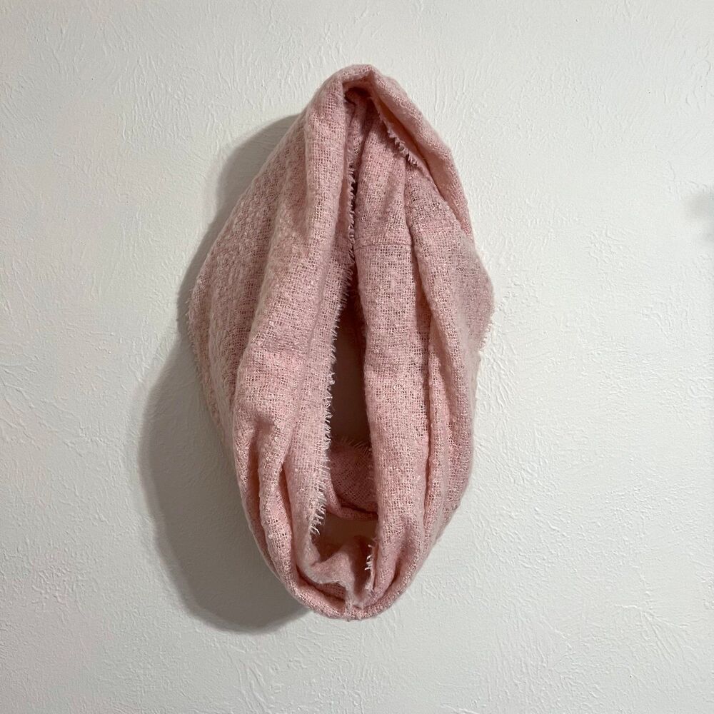 Cozy pink knit infinity scarf